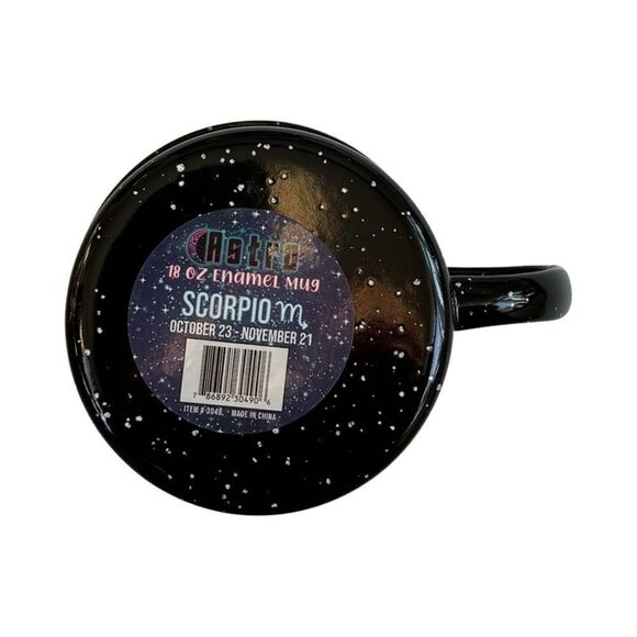 Scorpio Astrology 18 oz Enamel Campfire Mug Zodiac Symbol Black White & Gold NWT - Picture 7 of 8